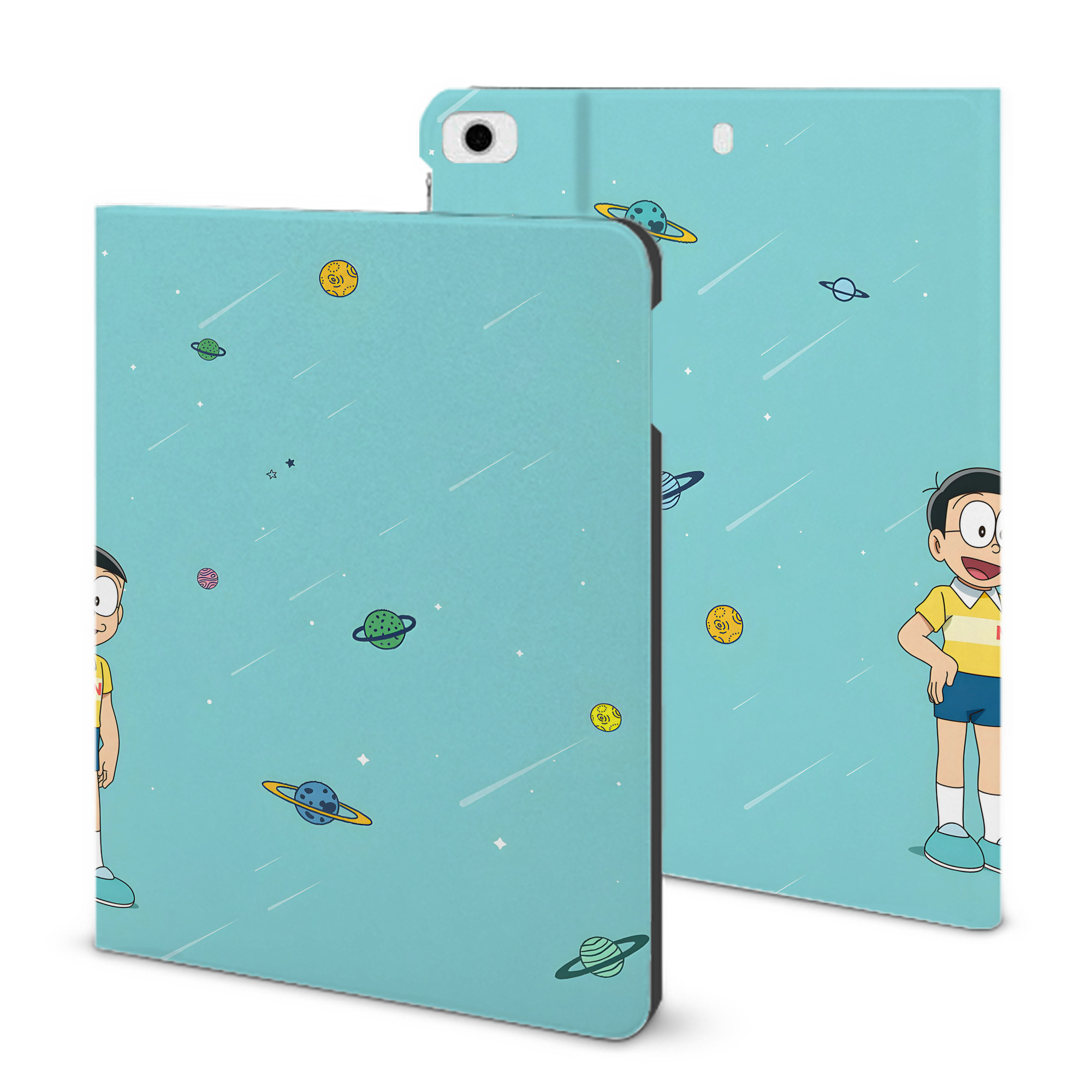 （画像用） ドラえもん Doraemon IPad ケース ブック型 PUレザー TPU 耐衝撃 軽量 薄型 ペン収納なし 全面保護 IPad 各モデル対応
